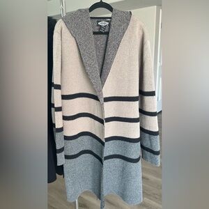Oliver O Hood Striped Cozy Heavyweight Cardigan Coat Size 1X